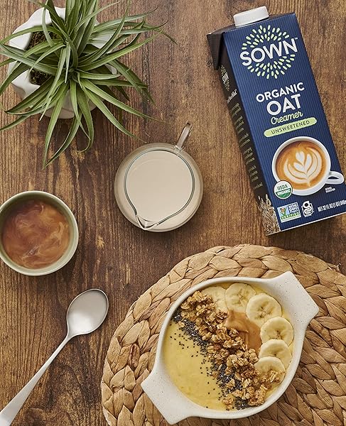 SOWN ORGANIC OAT CREAMER UNSWEETENED – BARISTA OAT MILK NON DAIRY COFFEE CREAMER – PLANT BASED, DAIRY-FREE, VEGAN, 0G ADDED SUGAR, GLUTEN-FREE, NON-GMO, SHELF STABLE – 32OZ
