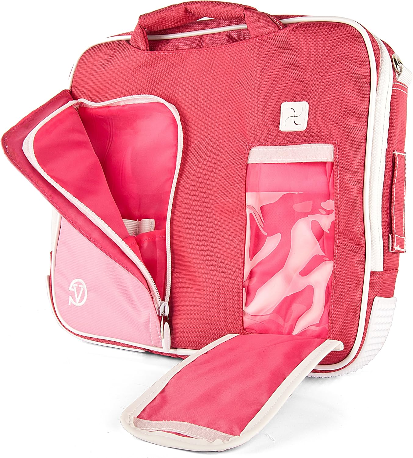 Vangoddy NBKLEA734 Pindar Messenger Bag for 13" to 14" Tablets and Laptops, Pink/White