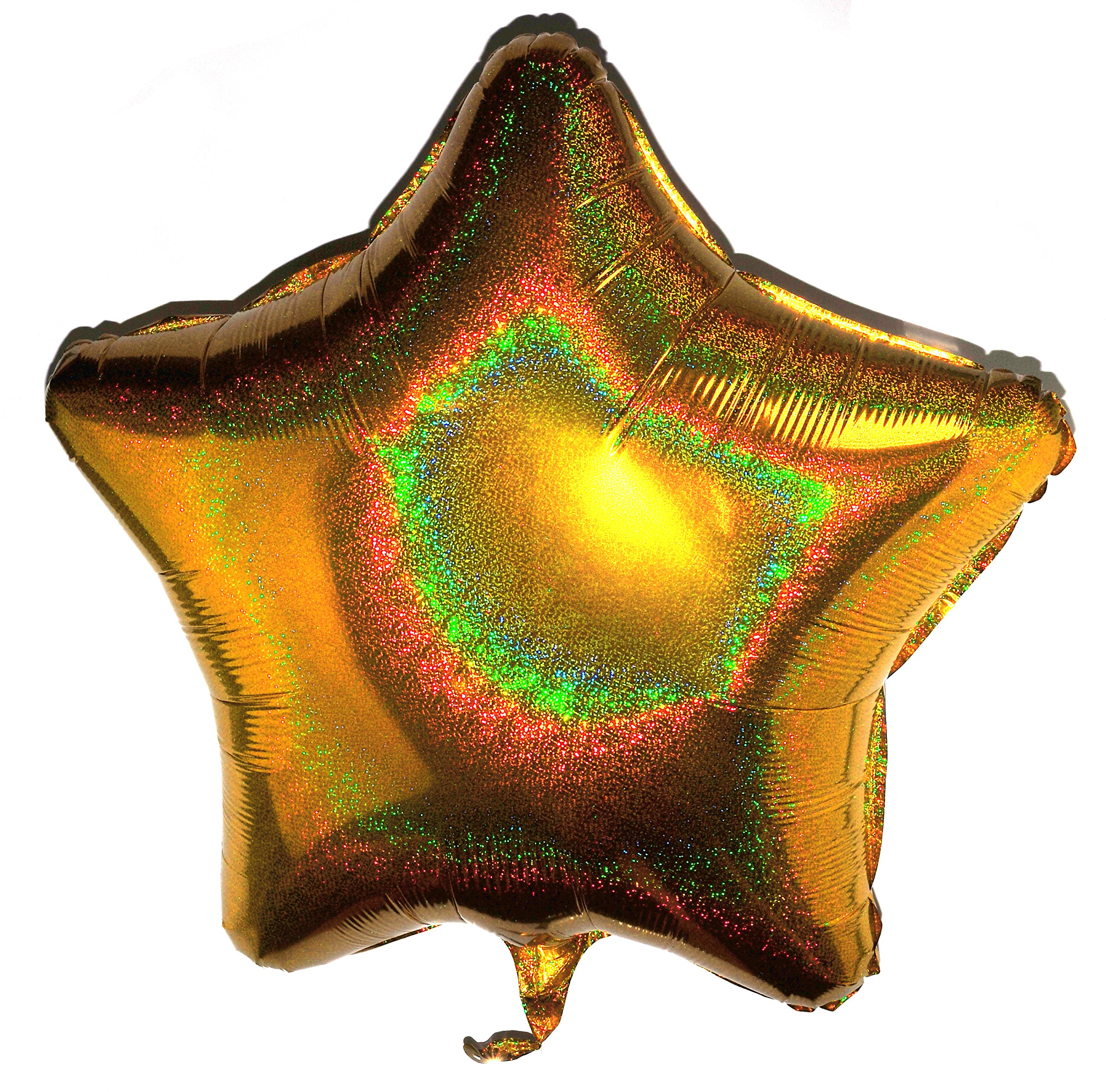 Happium Pack of 5 Gold 36 inches Holographic Star Foil Balloons, Suitable for Air or Helium, Birthday, Party Decoration