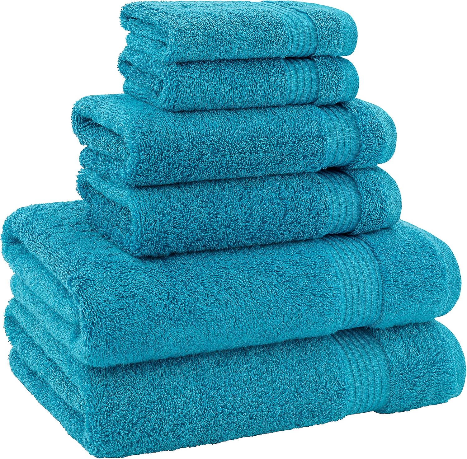 Hotel & Spa Quality, Absorbent & Soft Decorative Kitchen & Bathroom Sets, 100% Turkish Genuine Cotton 6 Piece Towel Set, Includes 2 Bath Towels, 2 Hand Towels, 2 Washcloths - Ocean Aqua: Home & Kitchen