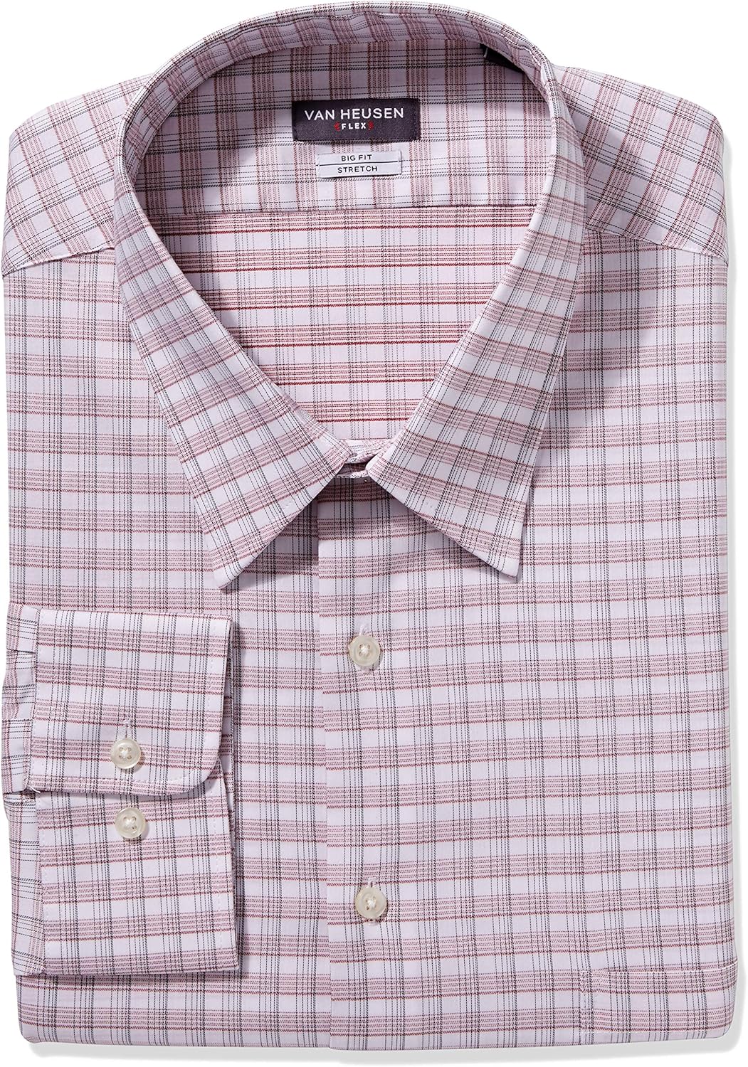Van Heusen Men's Big Fit Dress Shirts Flex Collar Stretch Check at  Men’s Clothing store