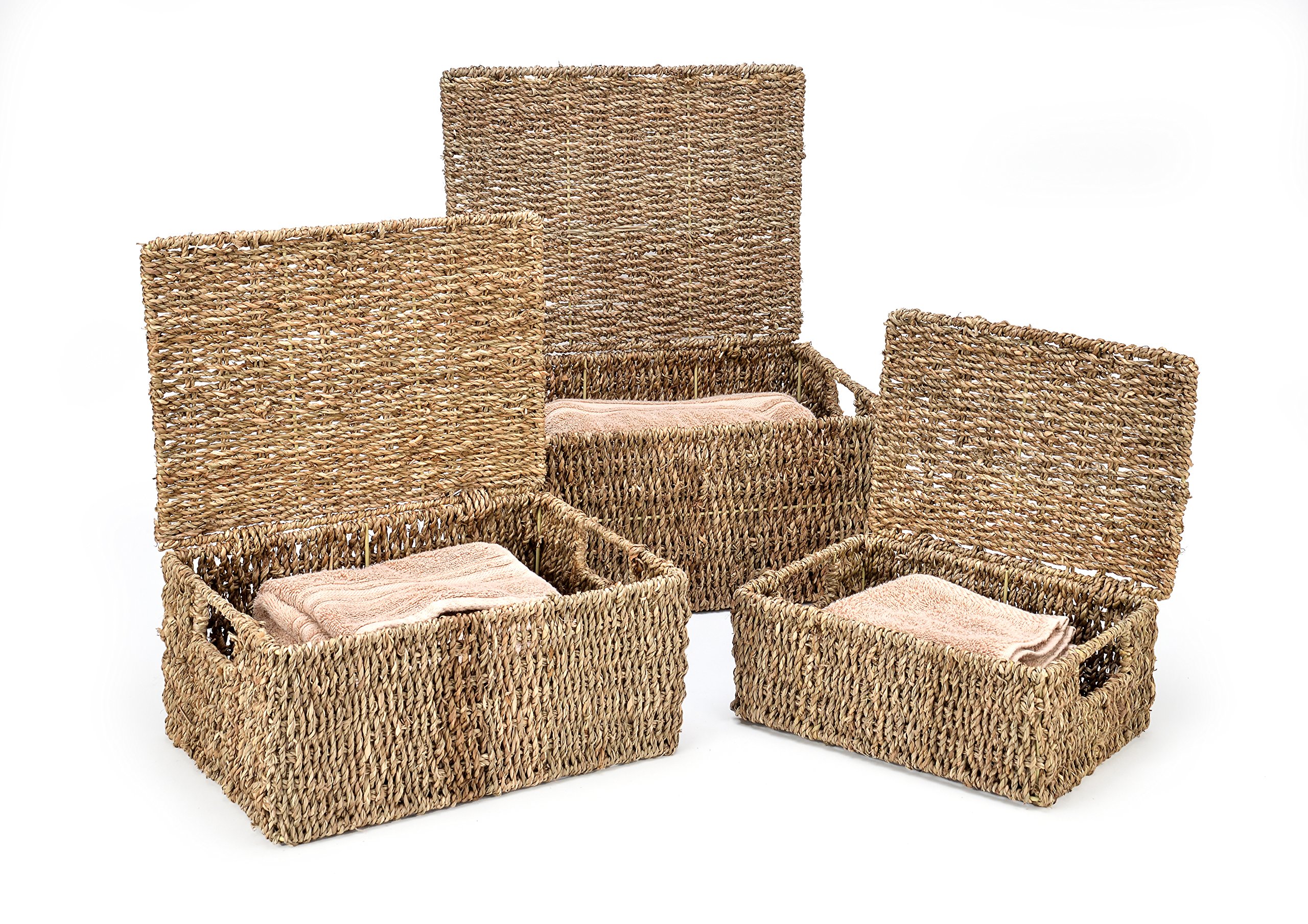DOKOT Rectangular Handwoven Seagrass Storage Basket with