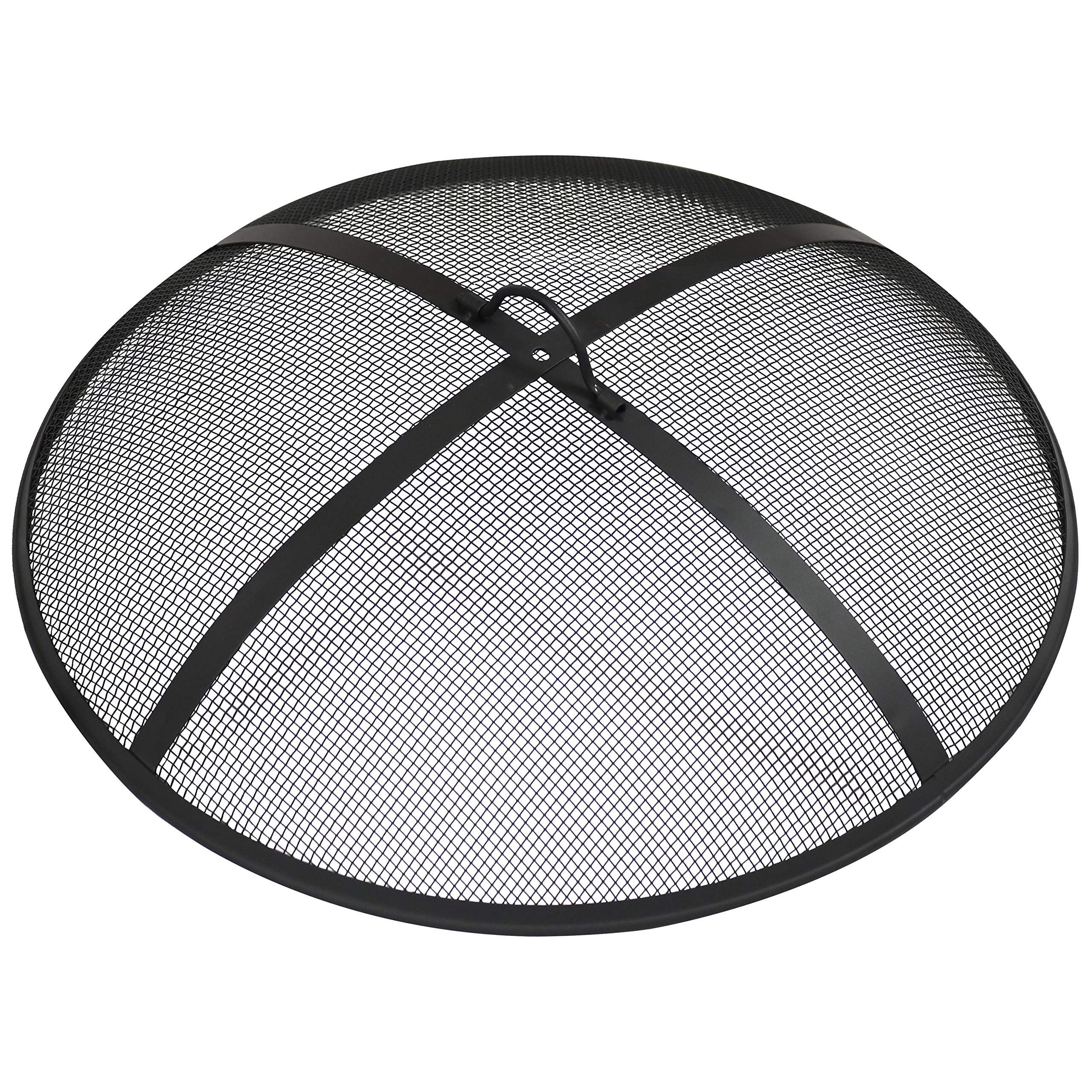 Sunnydaze Outdoor Fire Pit Spark Screen Cover Guard Accessory - Round Heavy-Duty Steel Backyard Mesh Lid Ember Arrester with Handle - 26-Inch Diameter