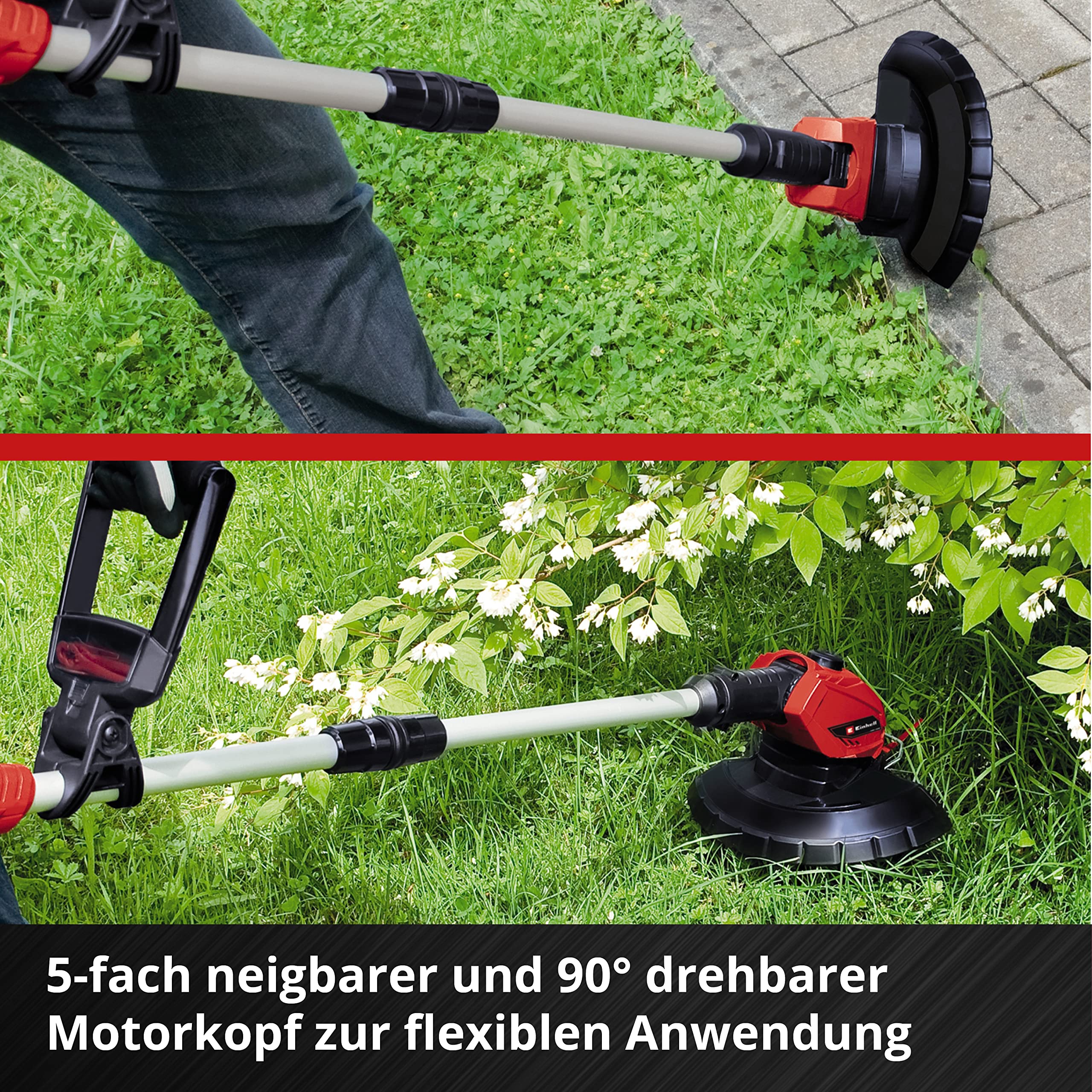 Einhell Akku-Rasentrimmer GE-CT 18 Li Kit Power X-Change (Li-Ion, 18V, Motorkopf drehbar, Flowerguard, inkl 20 Kunststoffmesser, inkl. 2,0Ah Akku und Ladegerät) 5