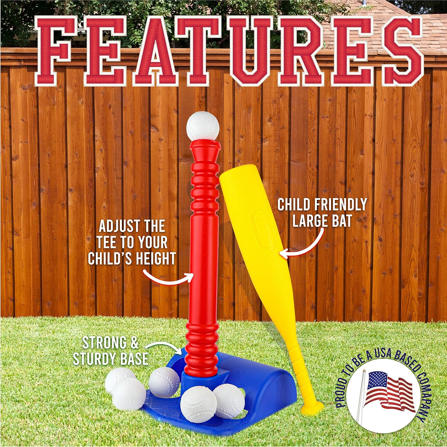 ToyVelt T-Ball Set for Toddlers, Kids, Baseball Tee Game Includes 6 Balls - Adapts with Your Child's Growth Spurts, Improves Batting Skills: Toys & Games