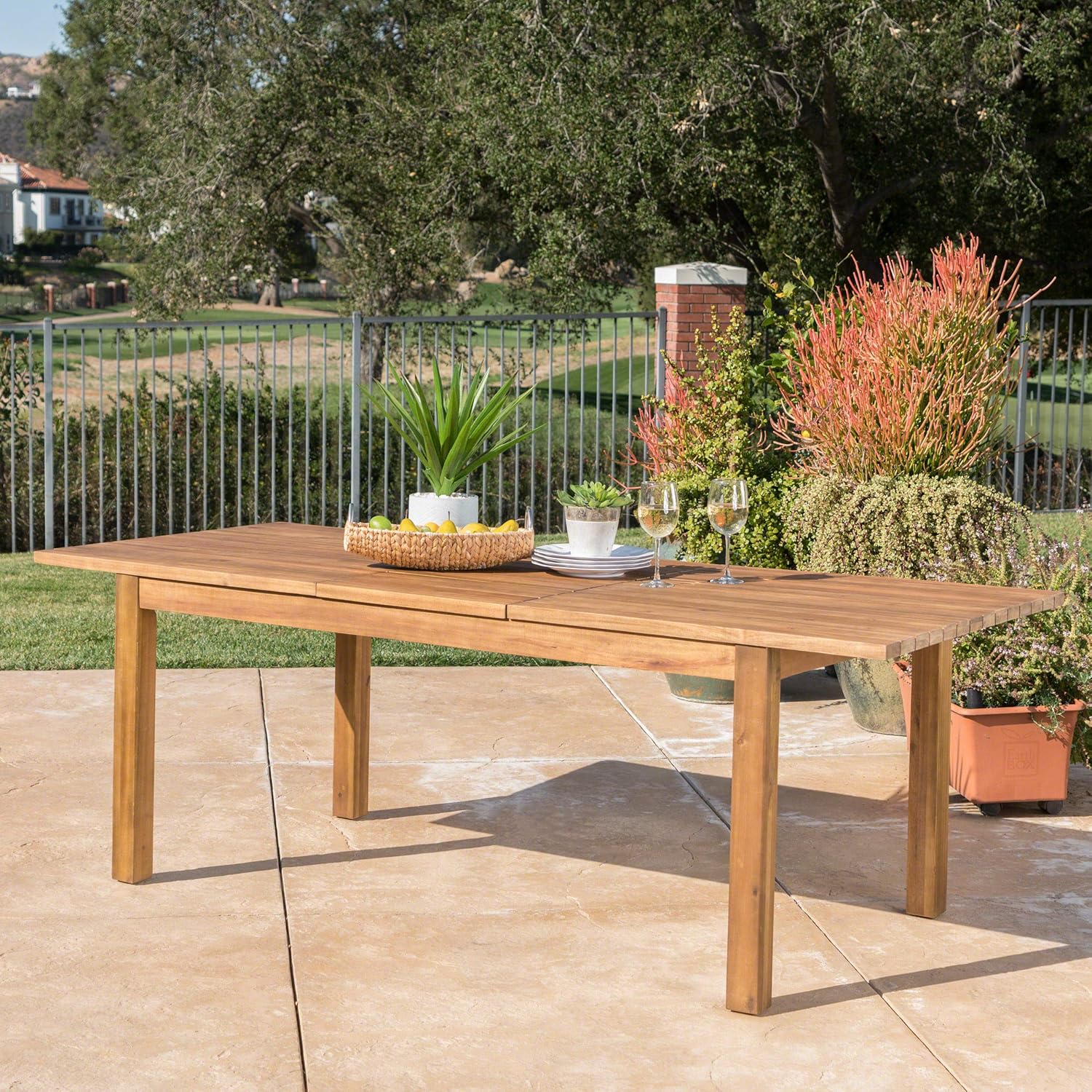 Christopher Knight Home Wilson Outdoor Expandable Acacia Wood Dining Table, Teak Finish : Garden & Outdoor