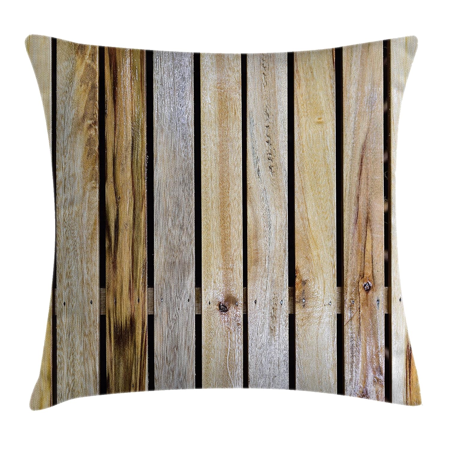 Ambesonne Rustic Throw Pillow Cushion Cover, Vintage Timber