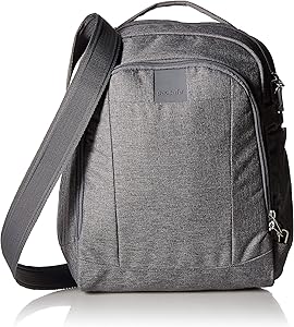 PacSafe Metrosafe LS250 12 Liter Anti Theft Shoulder Bag-Fits 11 inch Laptop, Dark Tweed Grey