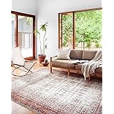 Loloi Layla Collection LAY-12 Ivory/Brick 2'-0" x 5'-0" .13" Thick Accent Rug, Soft, Durable, Vintage Inspired, Distressed, L