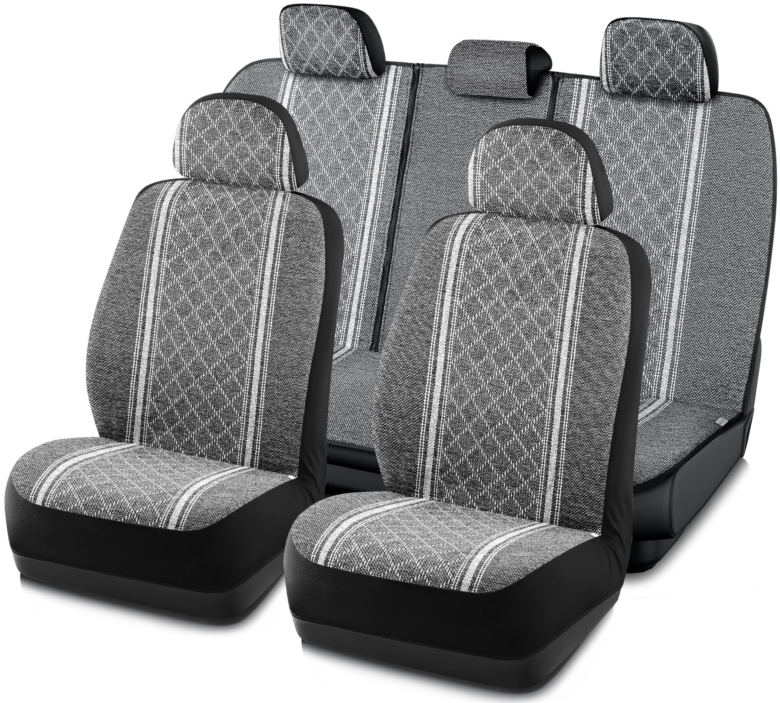 Photo 1 of Road Comforts Baja Blanket Seat Covers Gray Diamond Bucket Seat Covers Low Back Full Set - Jacquard Fabric, Airbag Compatible, Universal Fits for Most Cars, Truck, SUV, Vans