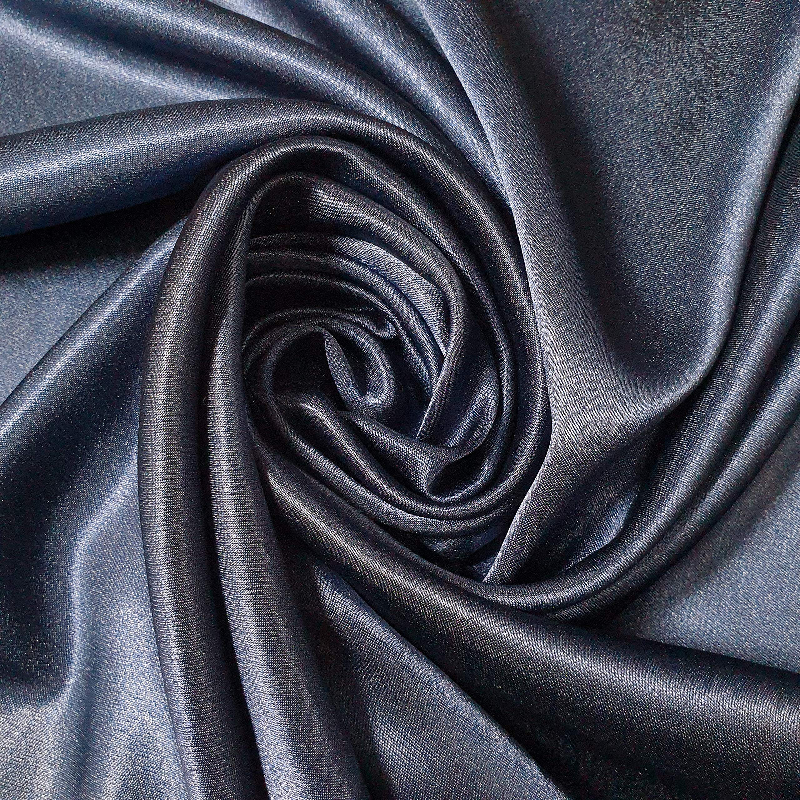5 Meter Satin Back Crepe Fabric Polyester Dress Decoration Drape Material 58" (Navy Blue)