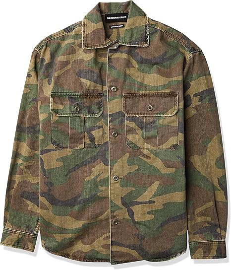 Amazon The Kooples メンズ 迷彩柄 長袖 ボタンダウンシャツ シャツ 通販