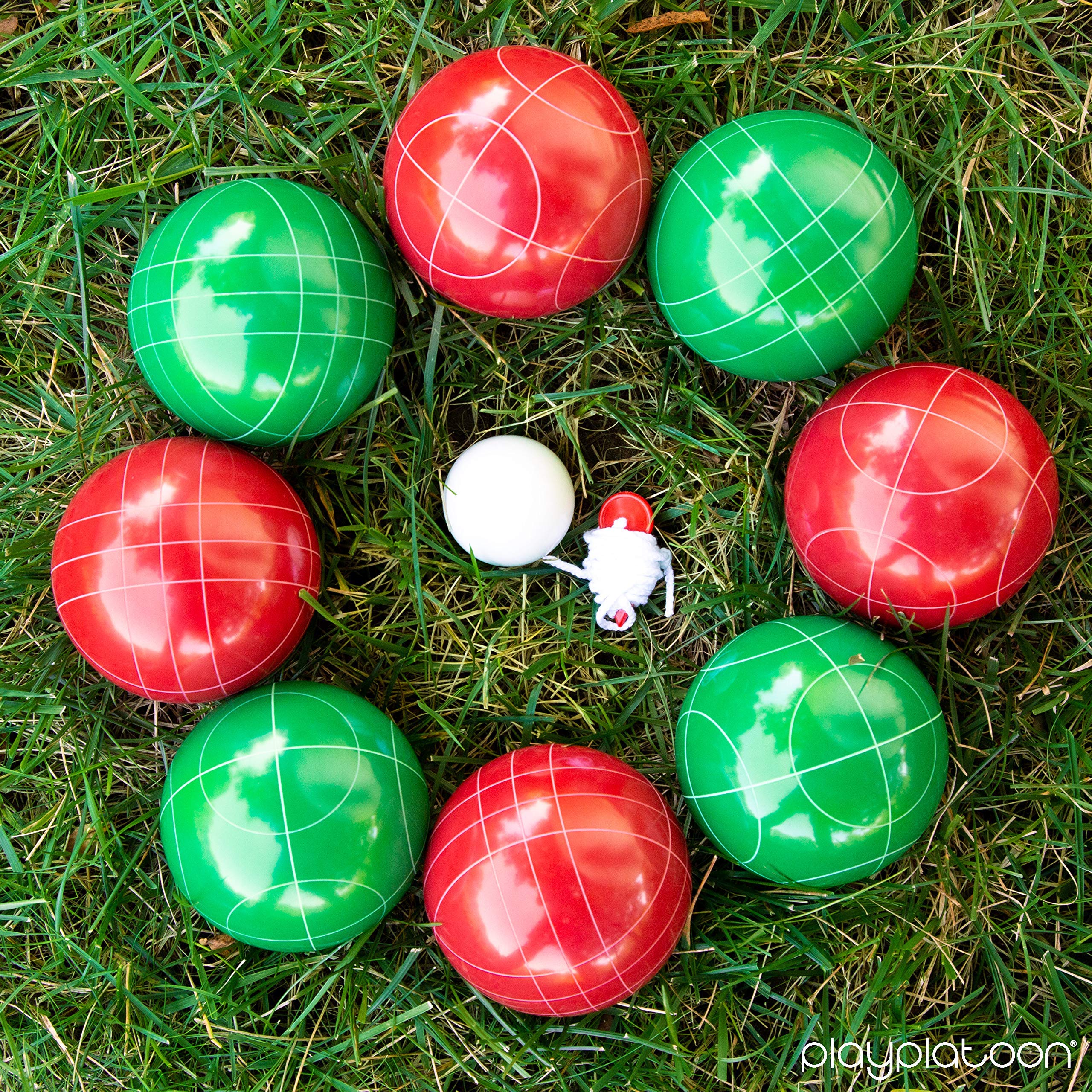 Play Platoon 100mm Bocce Ball Set Regulation Size With 8 Premium Resin