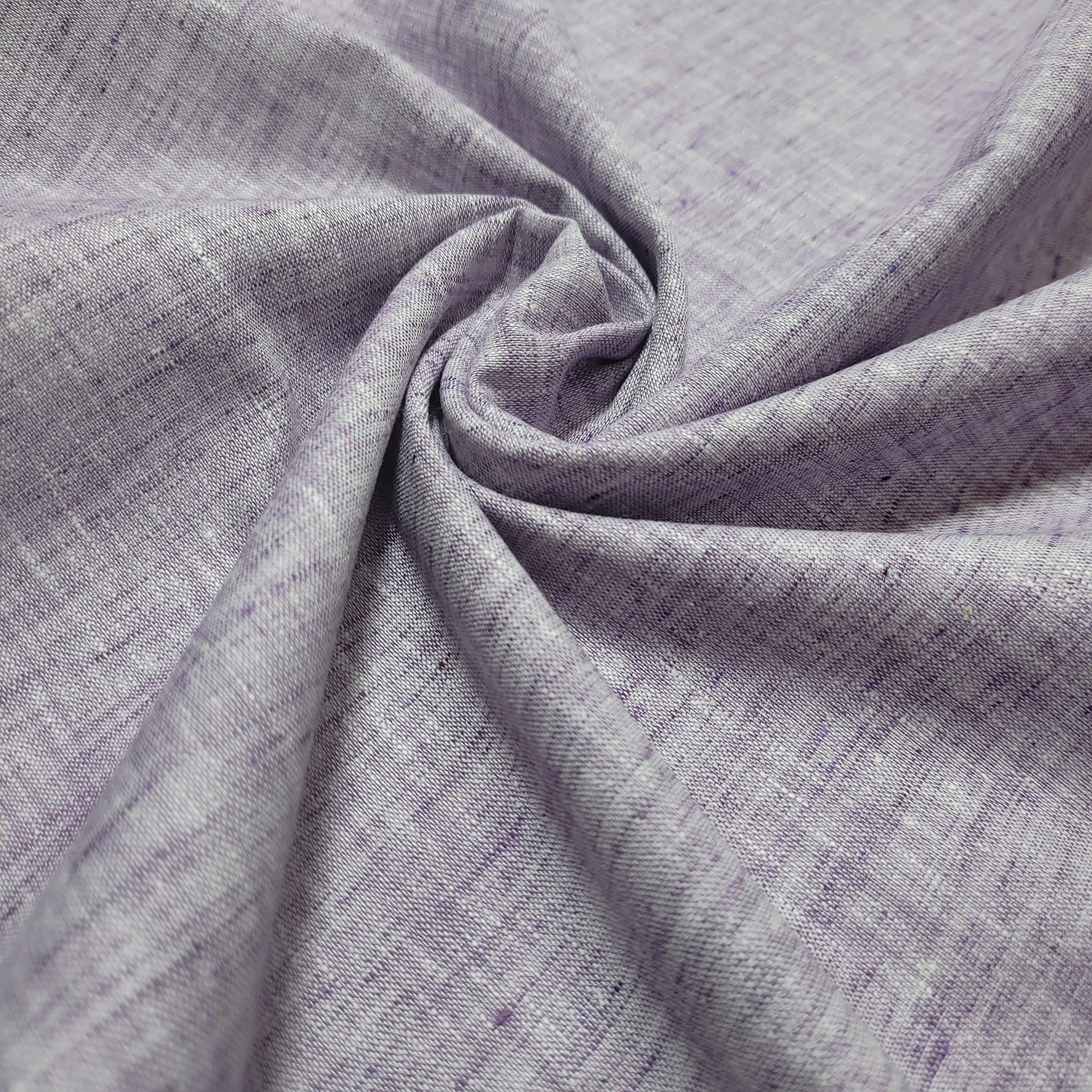 Indian 100% Cotton Melange Linen Look Soft Khadi Poplin Dress Craft Fabric Material 44" - 112 cm Wide Sold As Pre - Cut Lengths (5 Meter, Lilac)