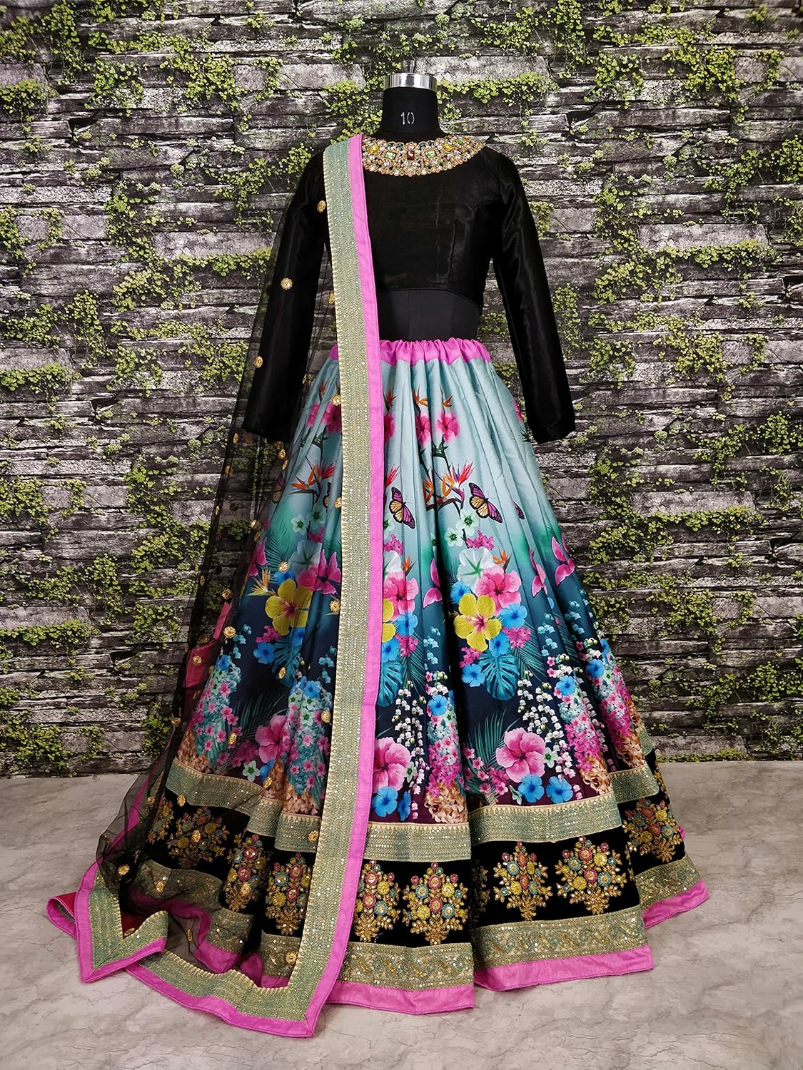 zeel clothing lehenga choli (7005-zc_free size_black)
