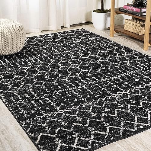 JONATHAN Y Boho Vintage Diamond Black/Ivory Indoor Area Rug 9X12 ft, Moroccan Hype for Living Room, Bedroom, Kitchen, Office, Easy-Cleaning, High Traffic, Pet-Friendly, Non-Shedding (MOH101D-9)