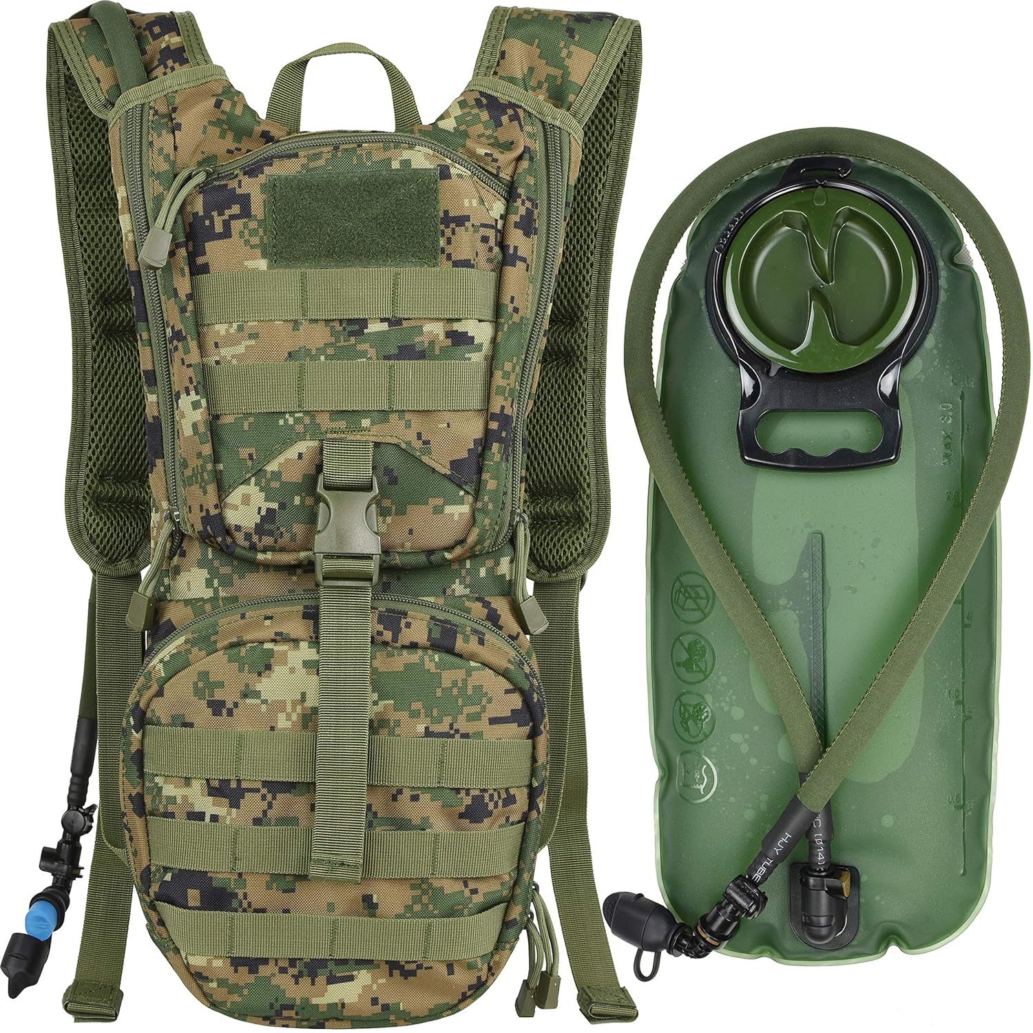 MARCHWAY Tactical Molle Hydration Pack Backpack with 3L TPU Water