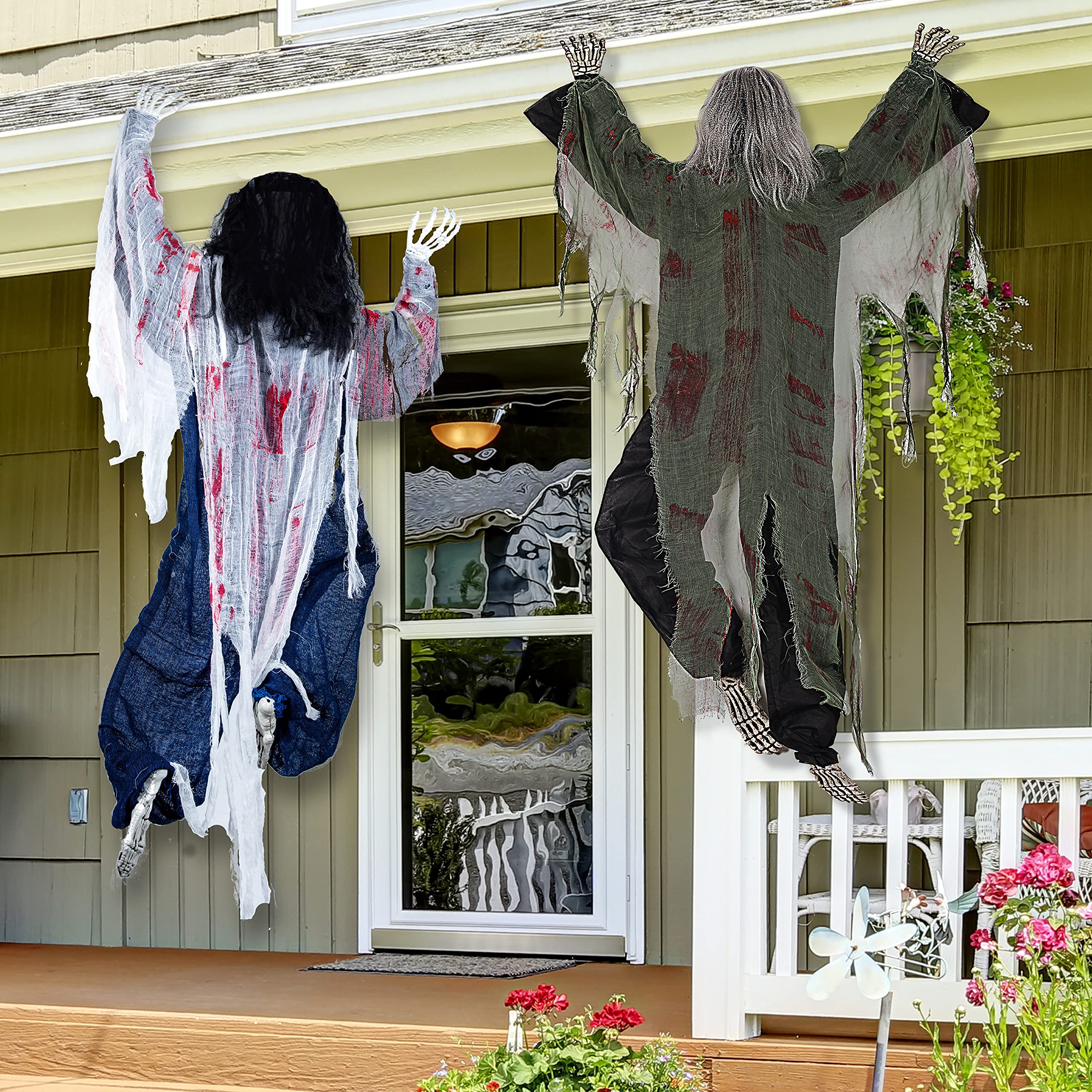 Photo 1 of JOYIN 2 Pack 47" Halloween Climbing Zombies Wall Decoration Outdoor, Halloween Climbing Dead Zombie Decoration for Haunted House Prop, Yard Holiday Party Decor