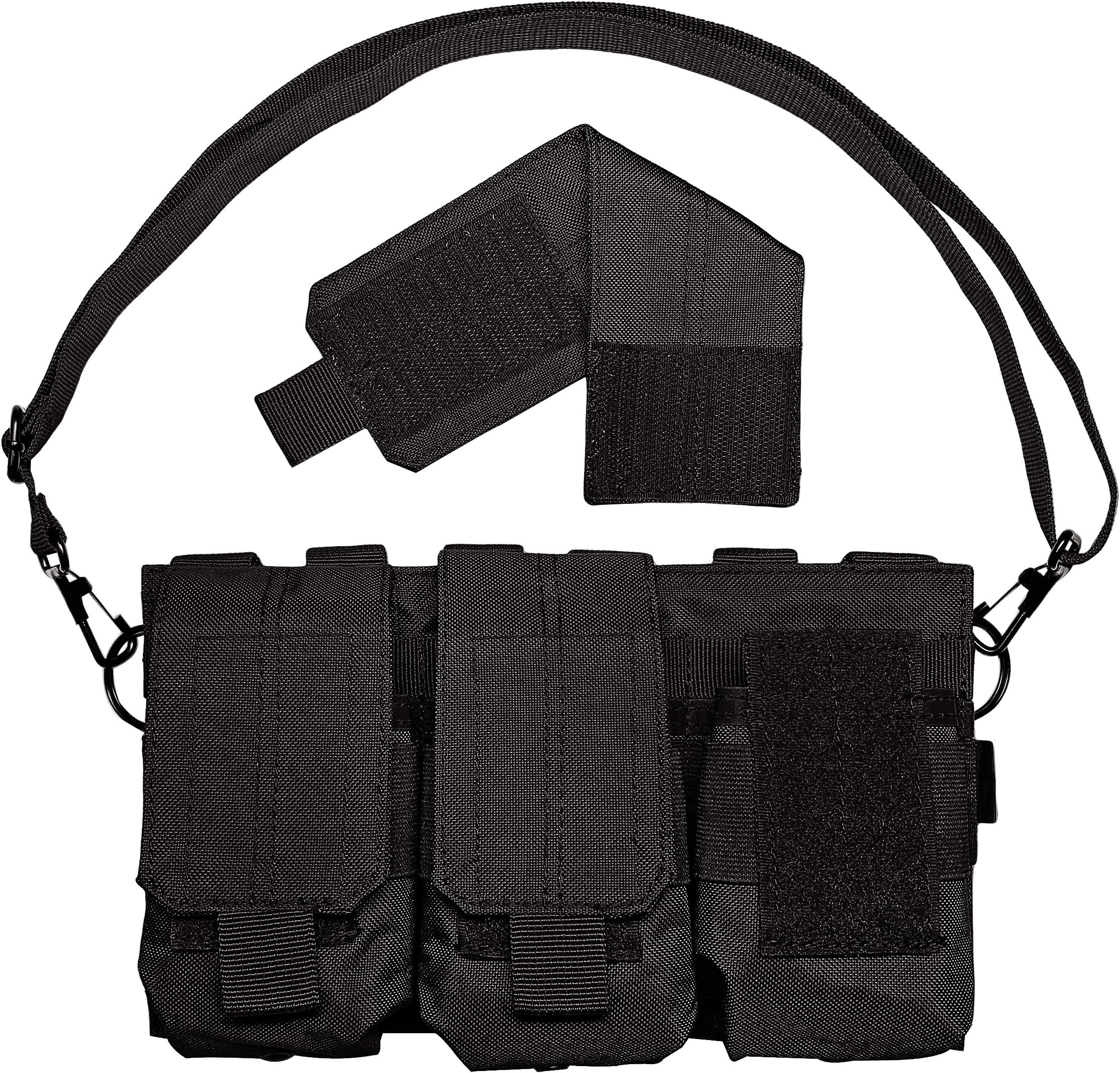 Strike Hard Gear Triple Molle Pouch Bandolier for Shorter Magazines and Clips - SKS, M1 Carbine, AR 20 Round, 308, Archangel and More