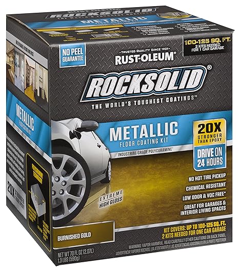 Rust Oleum 299744 Rocksolid Metallic Garage Floor Coating Burnished Gold