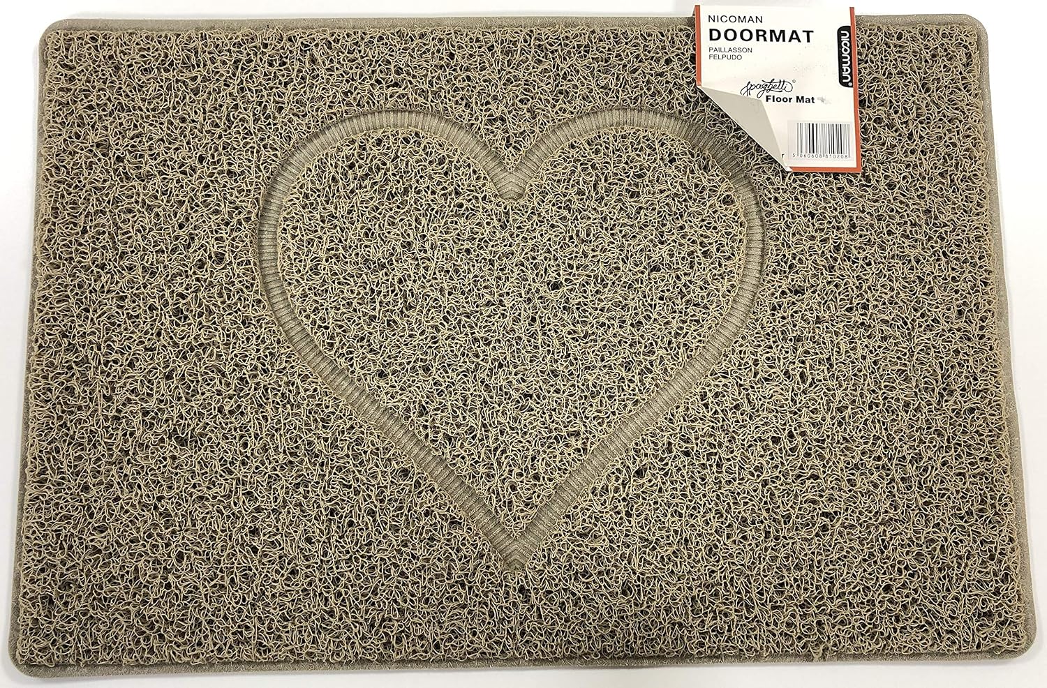 Nicoman Heart Shape Embossed Entrance Door Mat Non Slip Dirt Trapper PVC Spaghetti Mat with Rubber Base