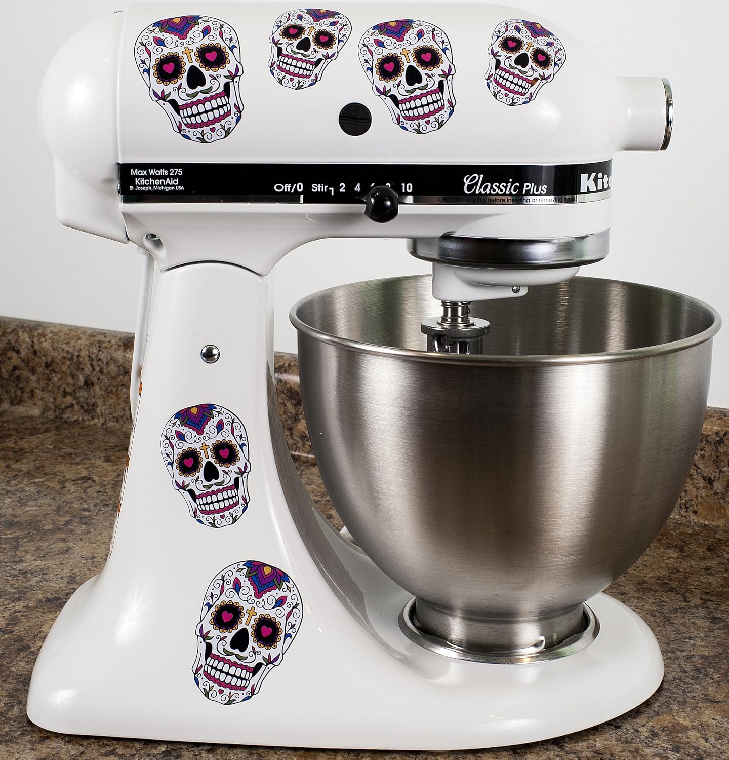 Sugar Skull Dios De Los Muertos Vinyl Decals for Kitchen Mixers