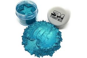 SM STARDUST MICAS Stardust Micas Pigment Powder Cosmetic Grade Colorant for Makeup, Soap Making, Epoxy Resin, DIY Crafting Projects, Bright True Colors Stable Mica Batch Consistency (10 Gram Jar, Blue Lagoon)