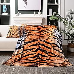 WIBUE Tiger Throw Blanket 80"x60" with 2 Pcs Pillow
