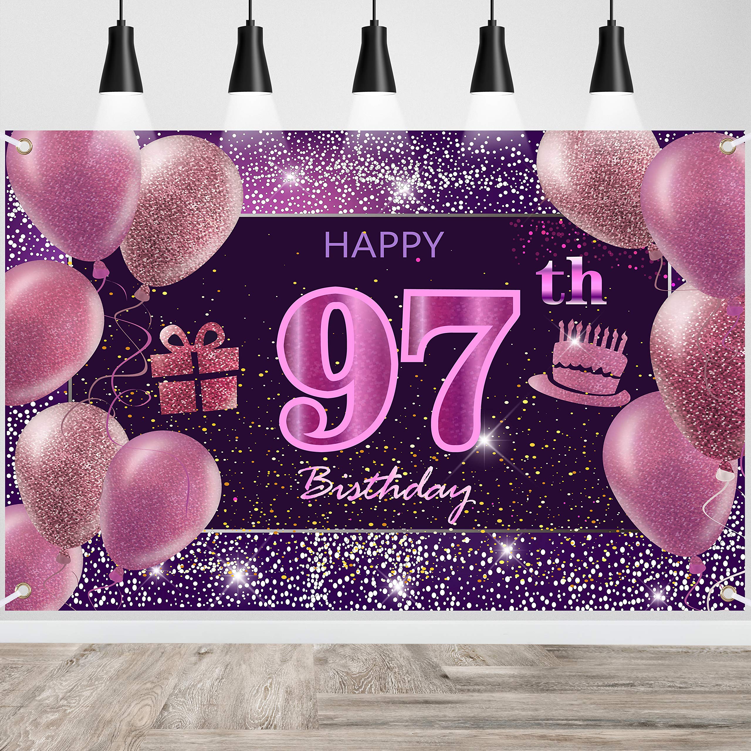 IMISI Happy Birthday Banner - Pink Birthday Backdrop Decorations for a Party