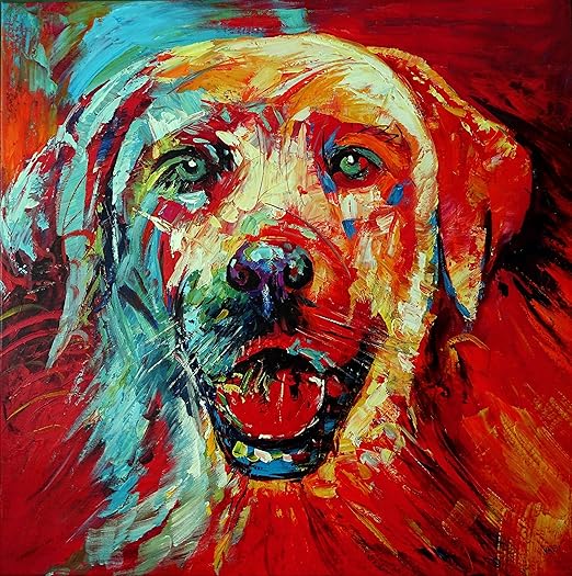 Finede Coart Collection Gold Painting Canvas Picture Painted 100x100 Portrait Pack Golden Retriever Animals Face Face Colourful Pop Art Unique Acrylic Picture Xxl Abstract Modern Art Gallery Amazon De Kuche Haushalt