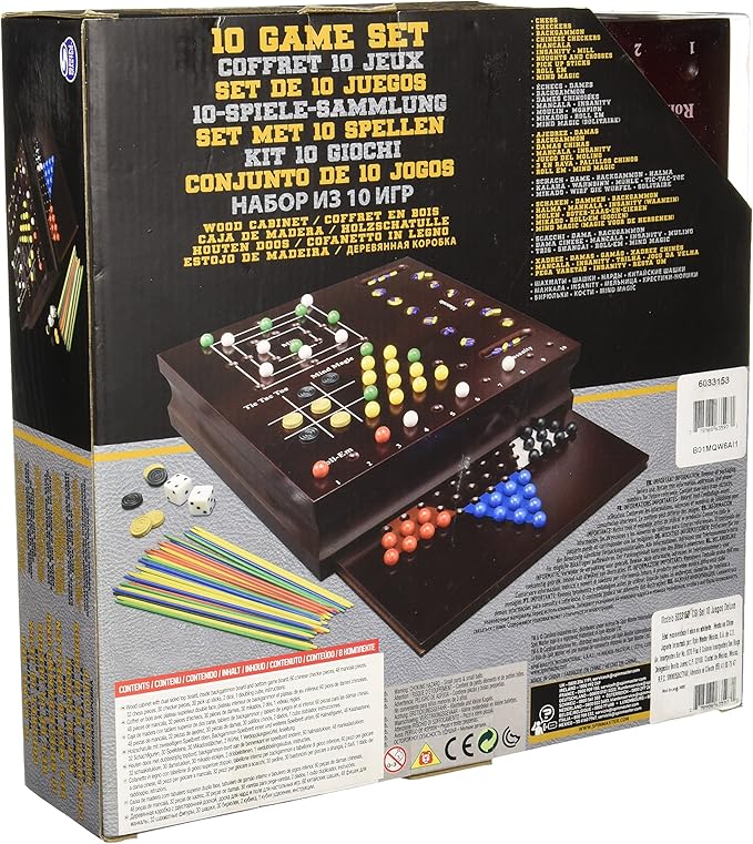 Compendio de 10 Juegos de Mesa en Caja de Madera: Amazon.es: Juguetes y juegos