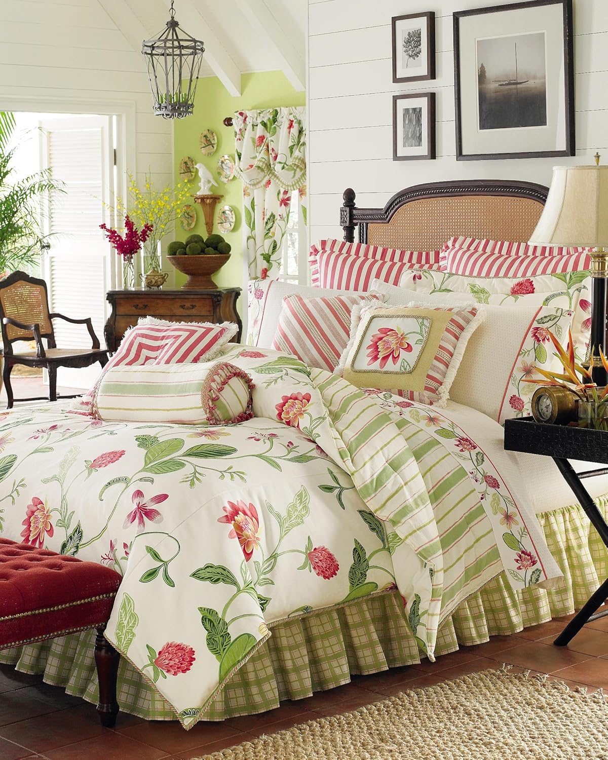 CROSCILL Hibiscus Queen Comforter Set Home & Kitchen
