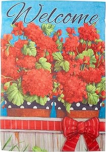 Carson Home Accents FlagTrends 46859 Magnificent Geraniums Classic Outdoor Garden Flag, Floral Watering Can