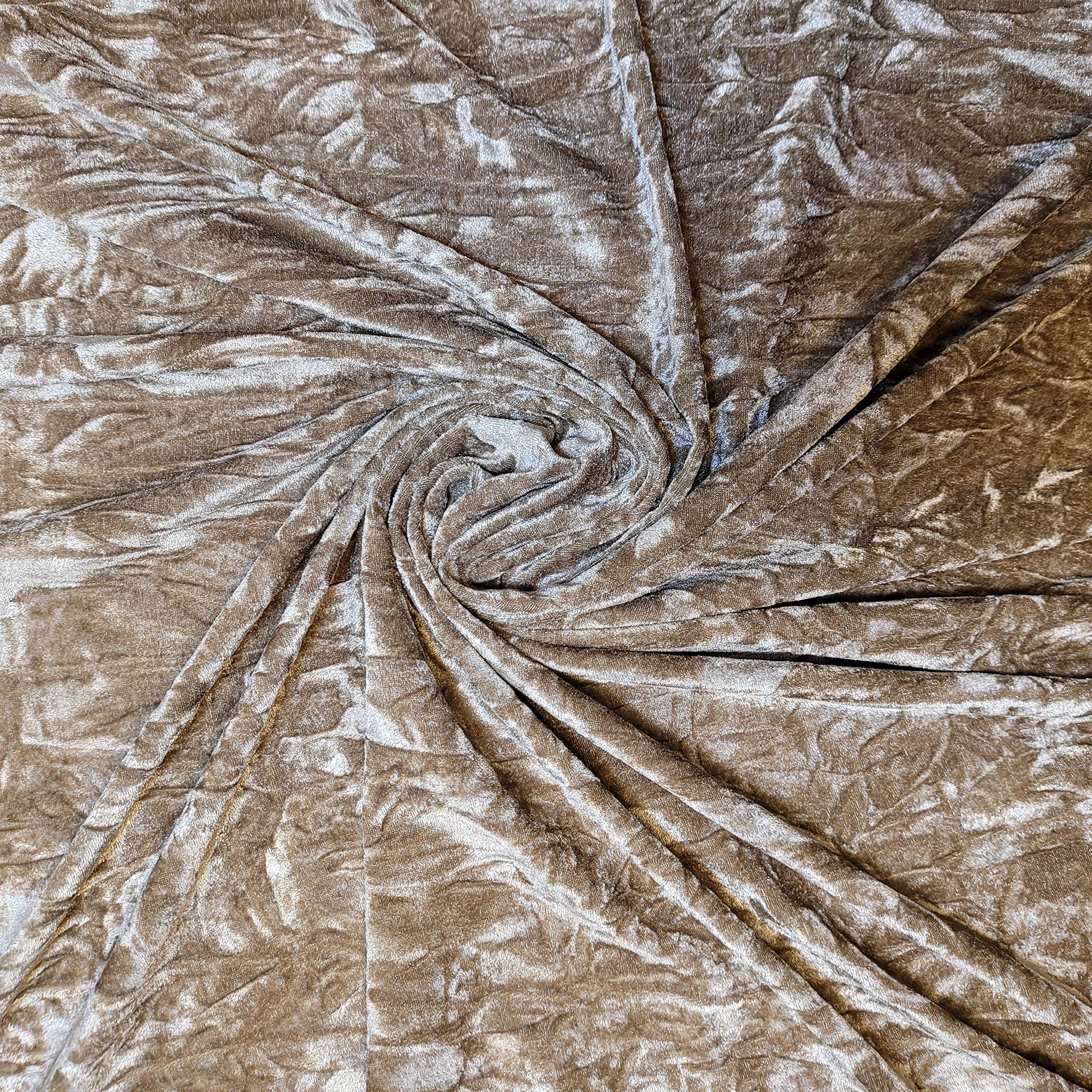 Textile Station Premium Quality Marble Crushed Velvet Medium Weight Stretch Fabric Material 58" Wide Available in 26 Colours (Camel) โ image 1