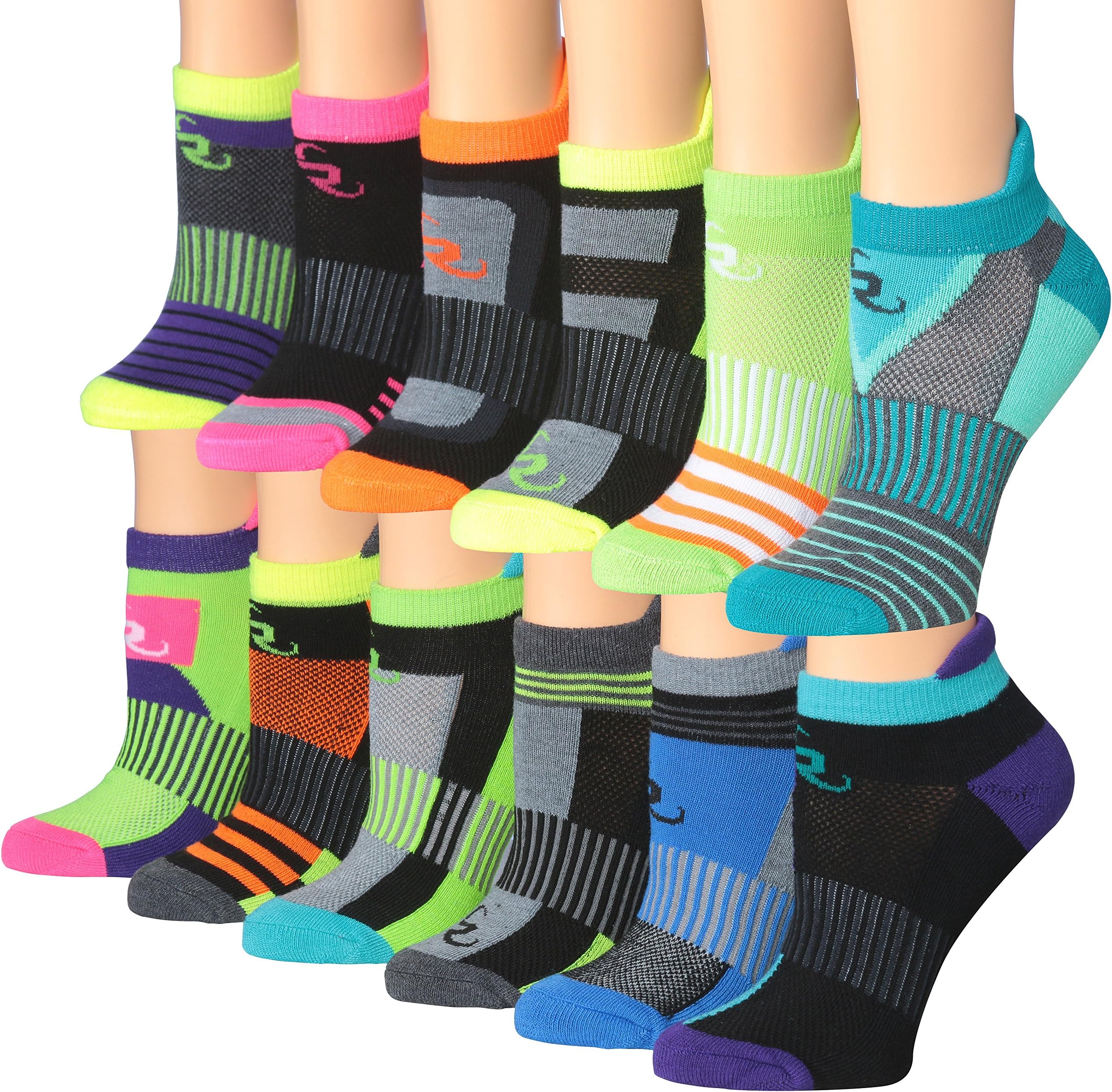 RONNOXWomen's 12-Pairs Low Cut Running & Athletic Performance Tab Socks