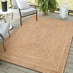 Hand Woven Farmhouse Jute Area Rug 6x9 Ft Round