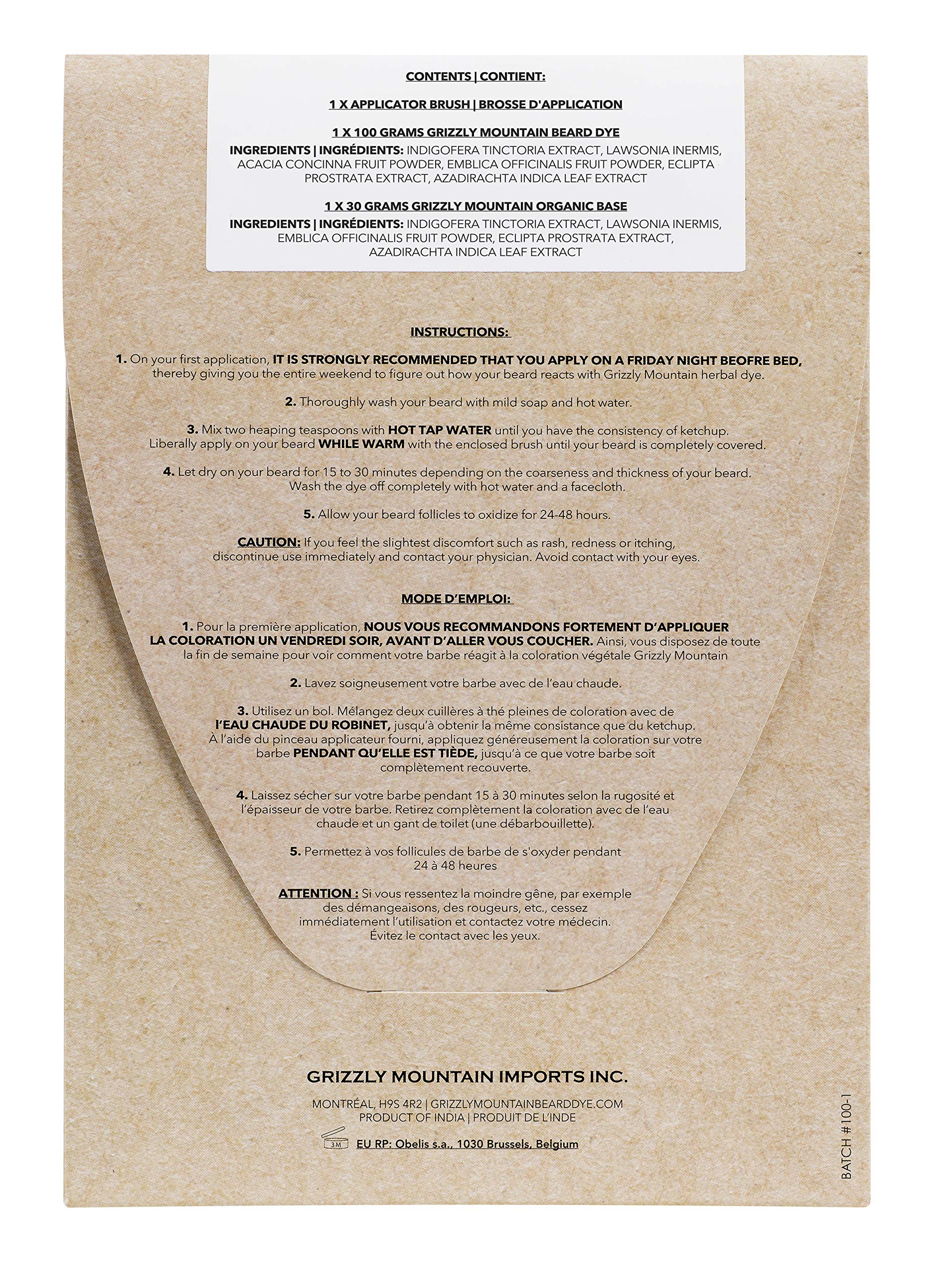 Grizzly Mountain Beard Dye - Organic & Natural Dark Brown Beard Dye