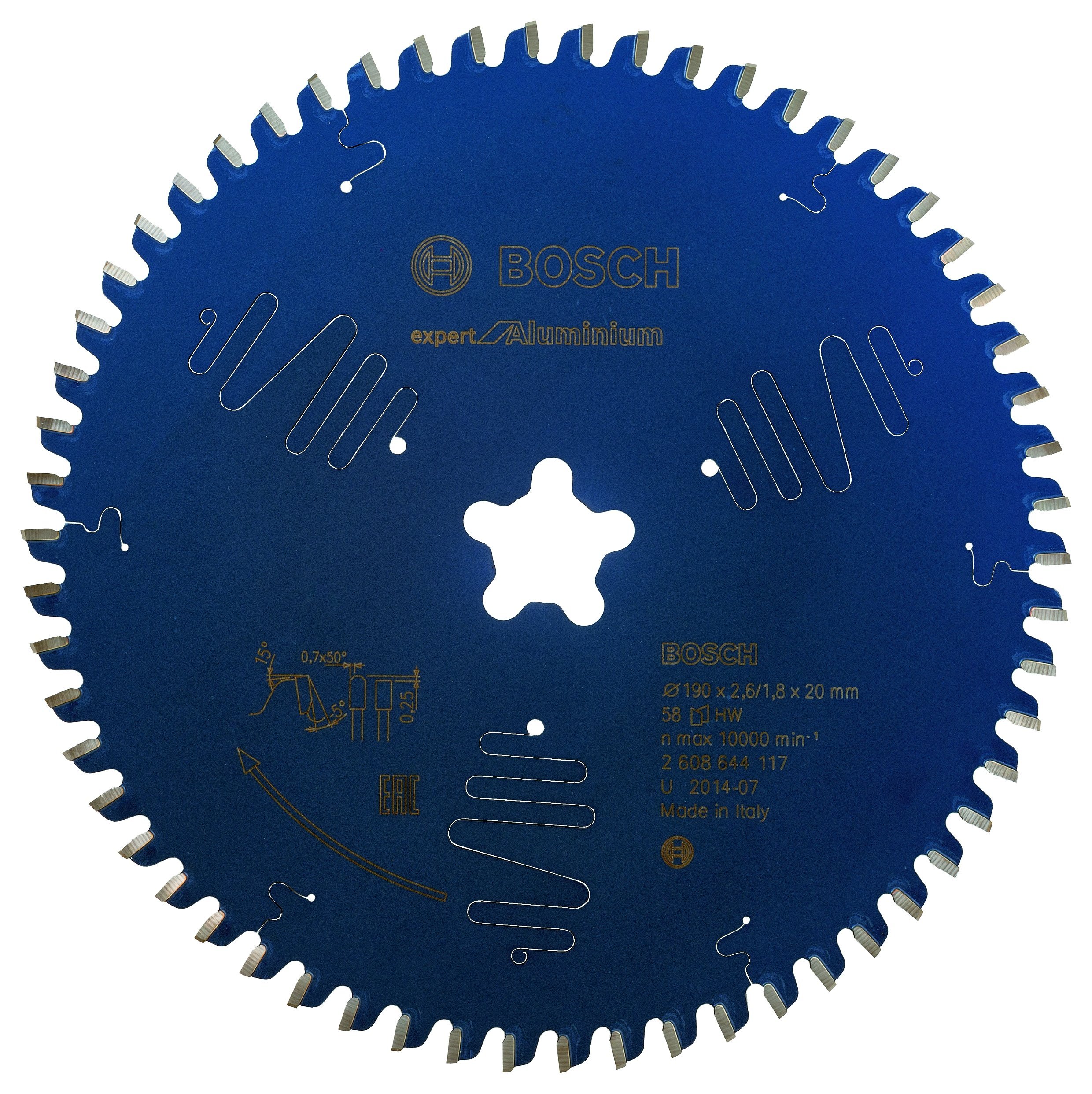 Bosch 2608644117 Exalt 58 Tooth Top Precision Circular Saw Blade, 0 V, Blue