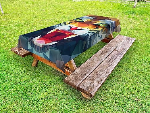 Amazon Com Ambesonne Tiger Outdoor Tablecloth Portrait Of Animal