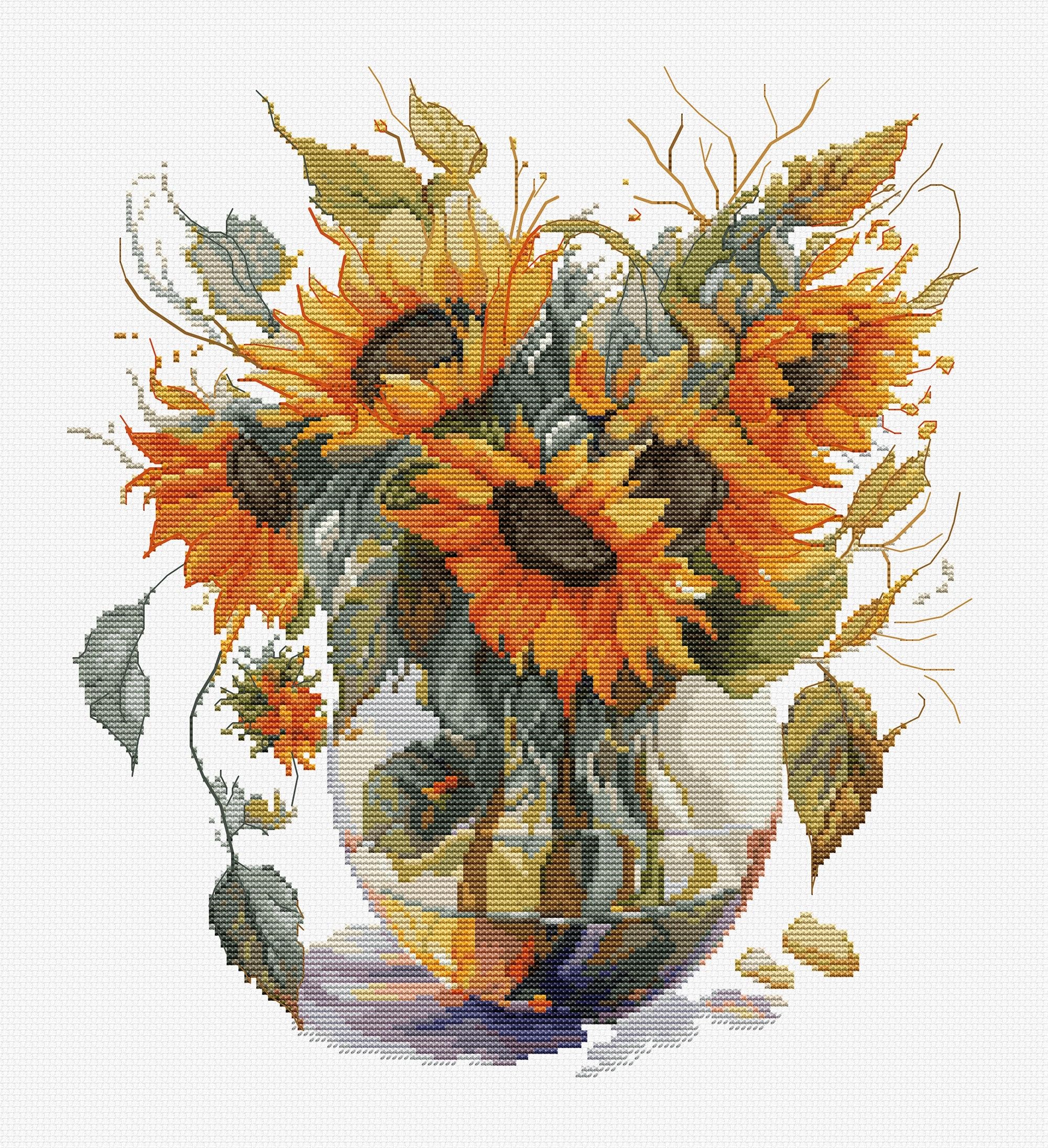 Luca-S Cross Stitch Kit, Vase with Sunflower, Counted Cross Stitch Kit for Adults, Embroidery Kit, B7025 — image 1