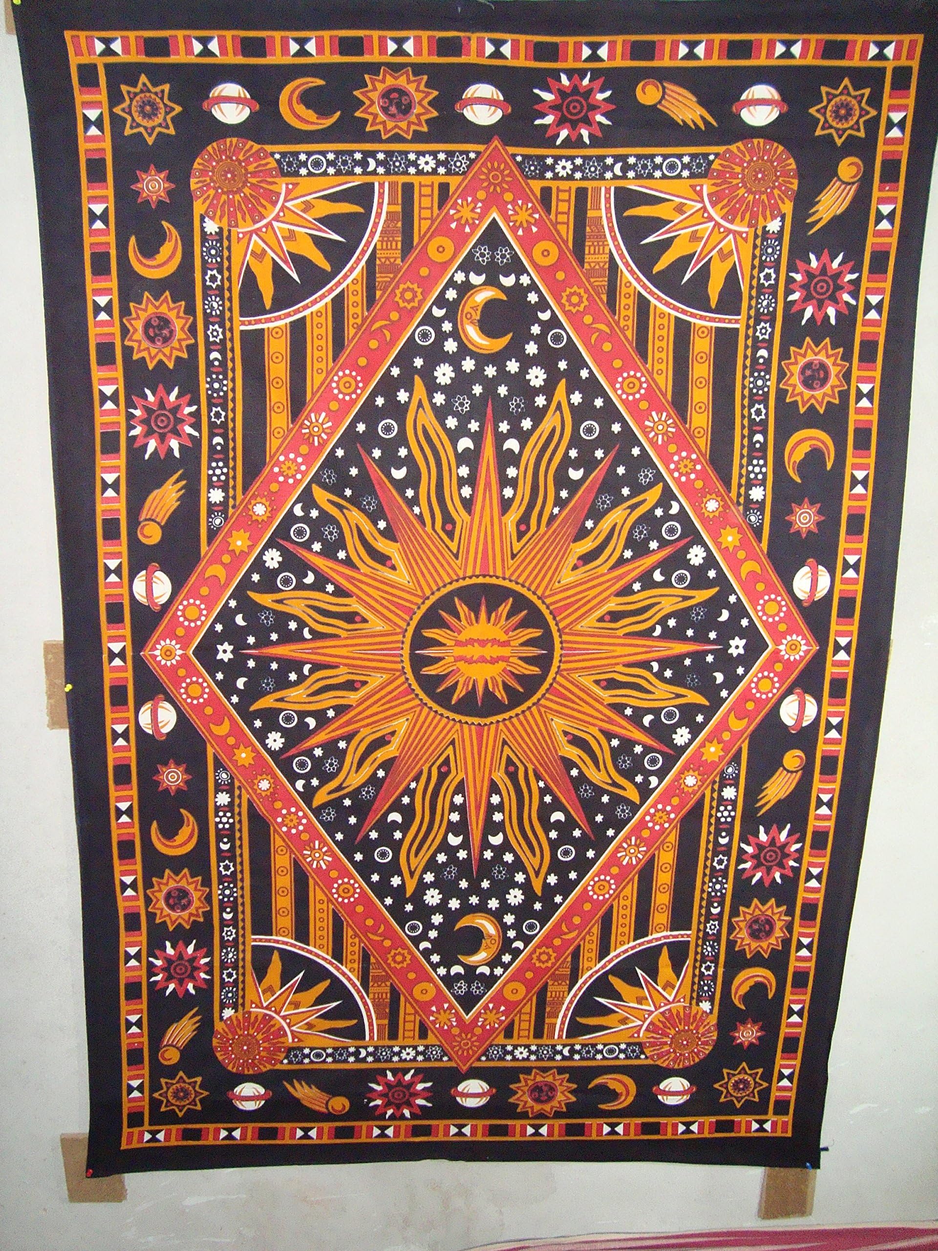 Shine Fabric Poster Bohemian Hippie Tie Die Artwork Room/Wall/Lounge/Window Decoration Cotton Poster