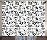 Ambesonne Movie Curtains, Vintage Film Cinema