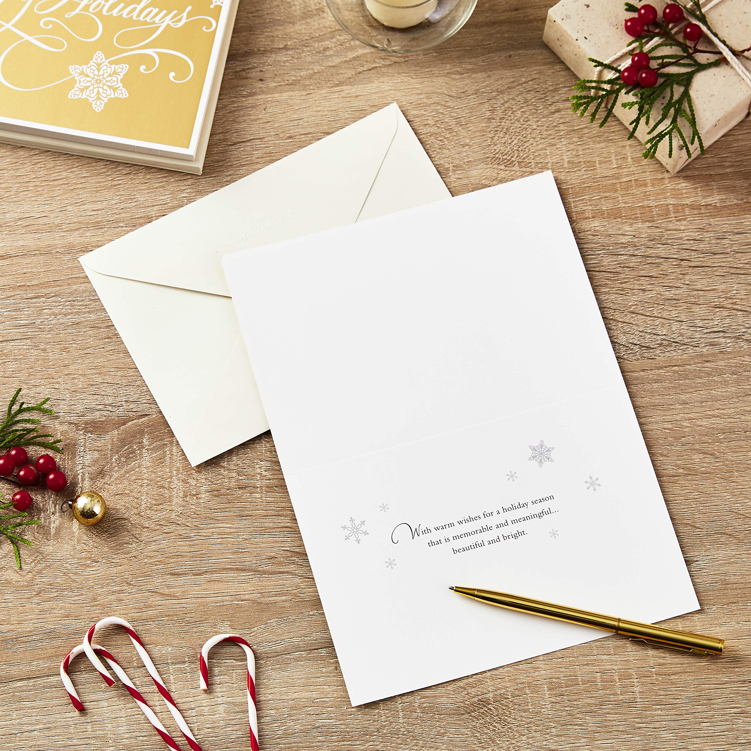 Hallmark Boxed Holiday Cards, Gold Happy Holidays (16 Cards and 17 Envelopes)