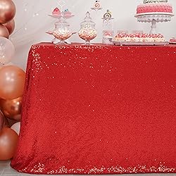 Trlyc Red Sequin Tablecloth - 60x84inch Glitter