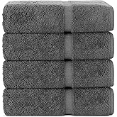 Chakir Turkish Linens | Hotel & Spa Quality 100% Cotton Premium Turkish Towels | Soft & Absorbent (4-Piece Bath Towels, Dark Gray)
