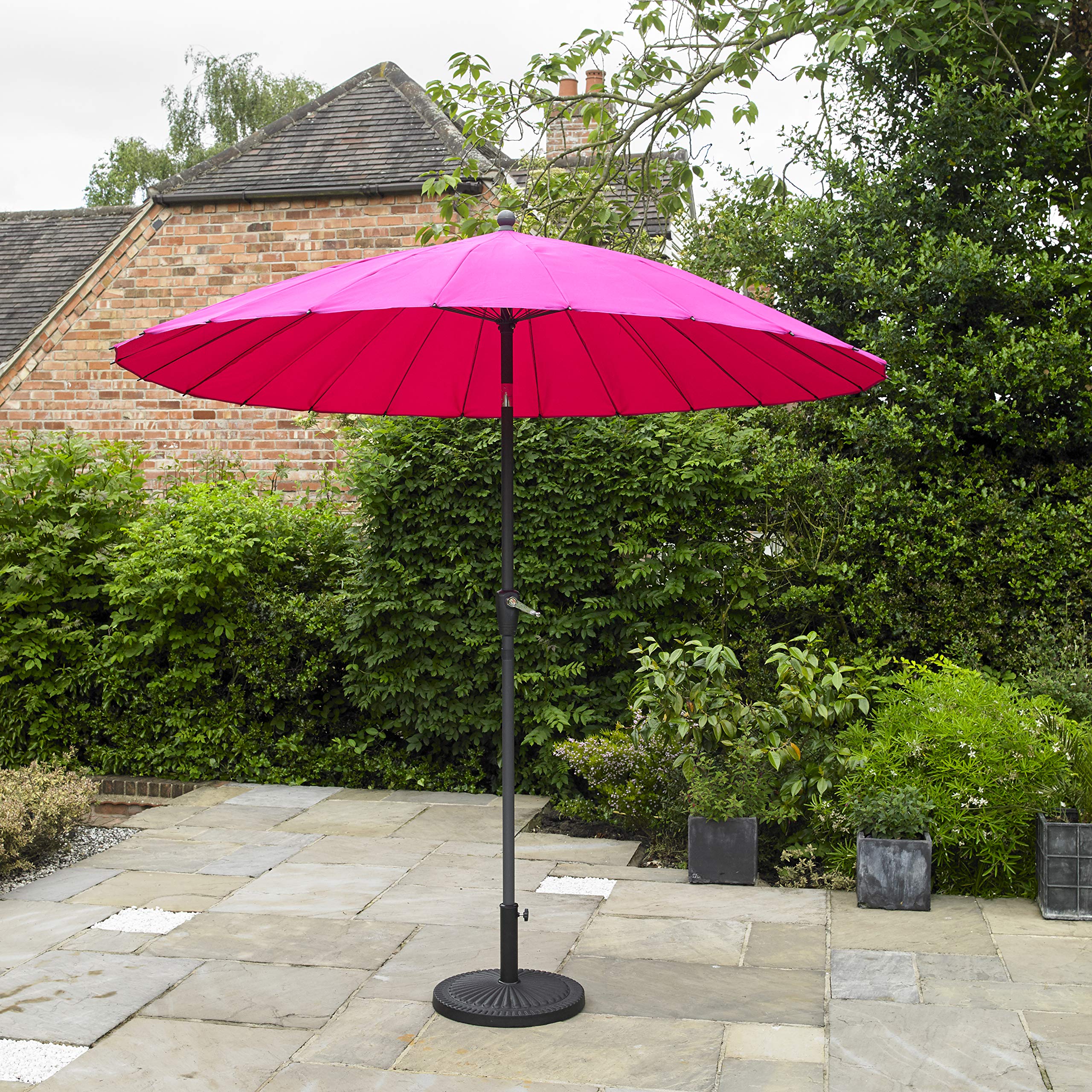 Kingfisher Pink 2 6m X 2 6m Aluminium Shanghai Parasol With Crank And Tilt Outdoor Garden Patio Furniture Buy Online In Gambia At Desertcart