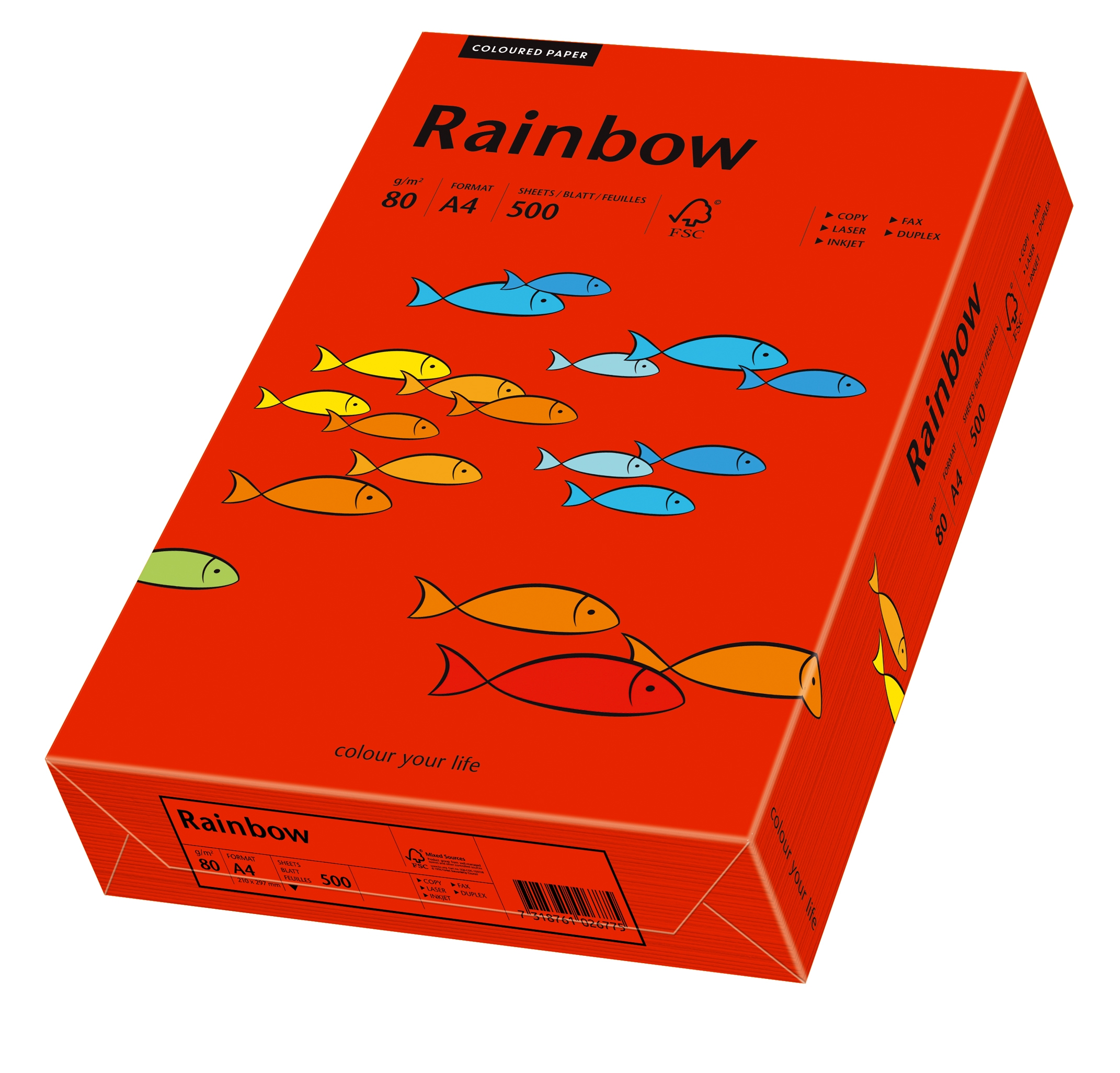 Schneidersöhne Rainbow 88042475 Multi-Purpose Coloured Paper A4 80 g/m² 500 Sheets Intense Red