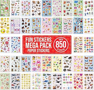 Fun Stickers Children Sticker Pack 850+ 48 Sheets Animals Cars Princess Gift