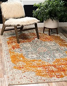 Unique Loom Rosso Collection Vintage Traditional Distressed Orange Area Rug (8' 0 x 10' 0)