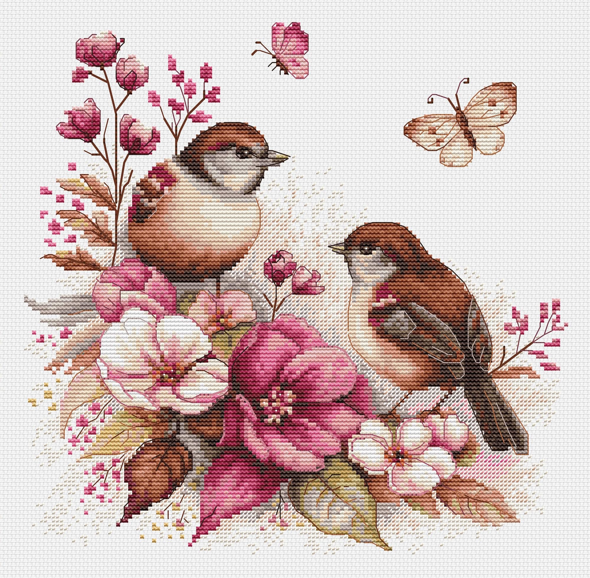 Luca-S Cross Stitch Kit The Birds- Spring, B2420, Counted Cross Stitch Kit for Adults, Needlecraft and Embroidery Kit — image 1